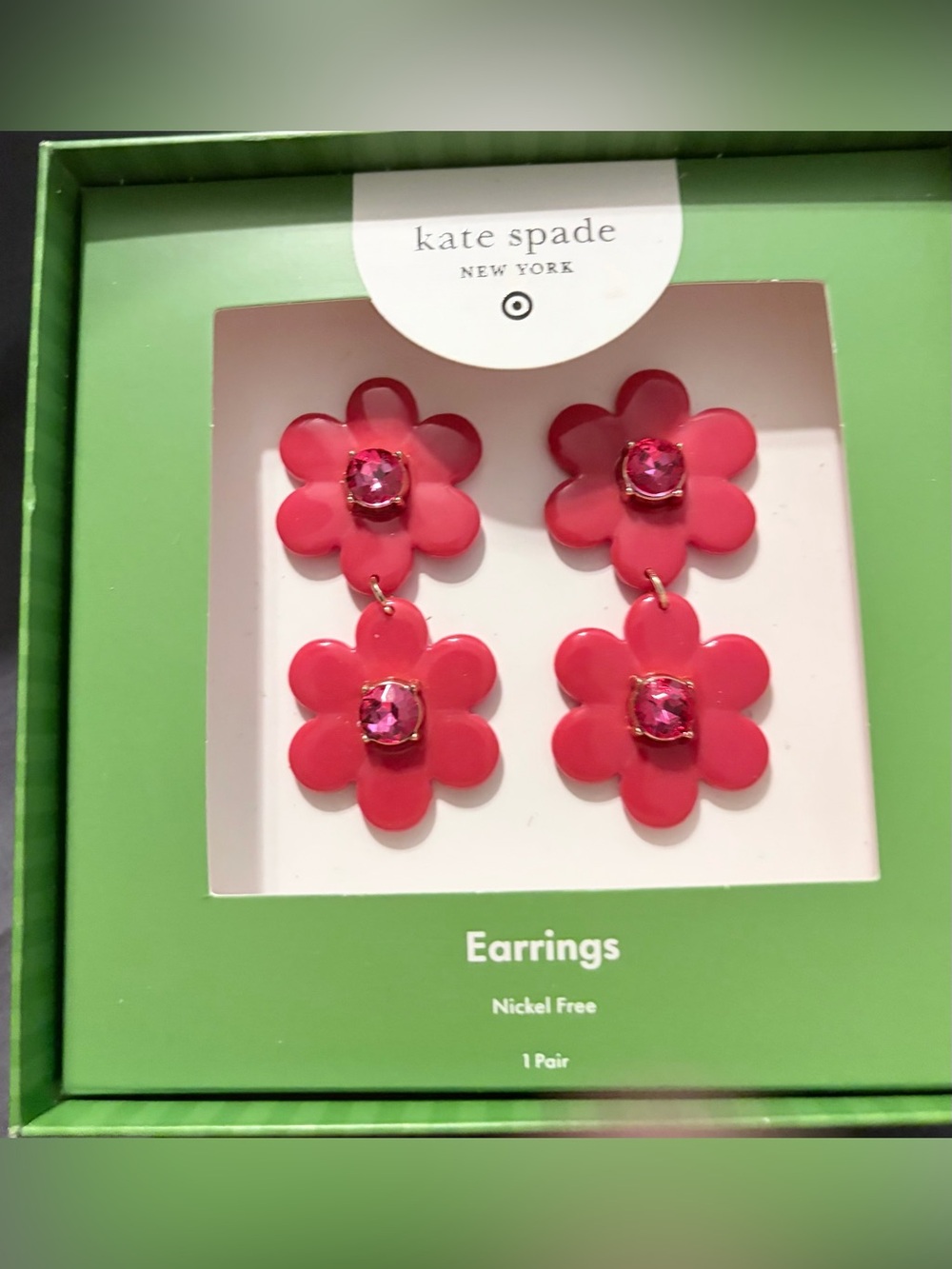 NWT Kate Spade New York X Target - Women’s Red Floral Linear Earrings